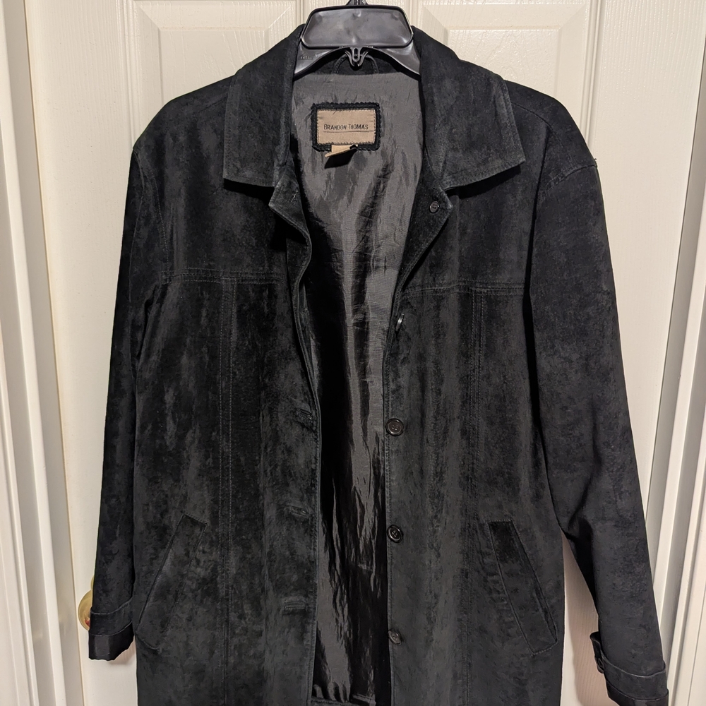 Vintage Brandon Thomas Women's Black Suede  Trench Coat